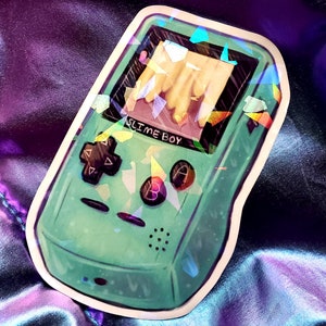 90s Nostalgia Sticker - Slimy Handheld Game - 90s Retro Gaming Holo Decal