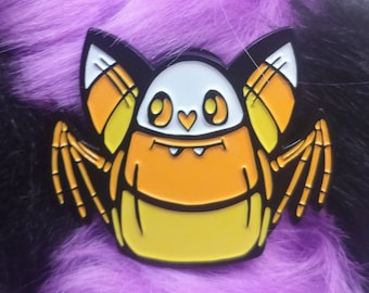 Candy Corn Bat Enamel Pin, Halloween 1.5" Pin