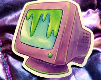 CRT Monitor Sticker, Retro 90s Sticker, Computer Monitor Sticker, Slime, 90s Nostalgia, 3in Sticker