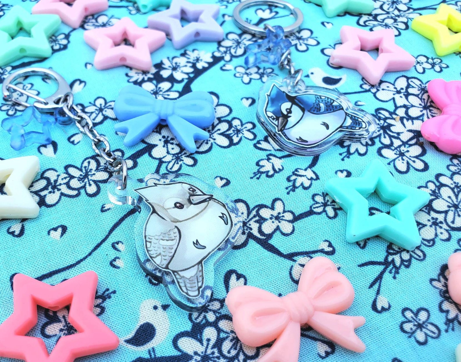 Blue Jay Keychain, DOUBLE SIDED 1.25 Acrylic Keychain, Gift for Bird