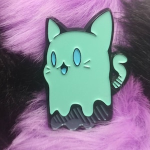 Ghost Cat Enamel Pin, Halloween 1.5&quot; Pin
