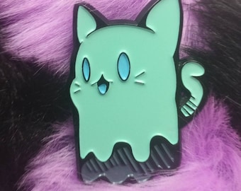 1.5" Enamel Pin, Halloween Pin, Cat Jewelry, Creepy Kawaii Pin, Cat Ghost Pin, Cute Enamel Pin, Halloween Ghost Pin, Halloween Cat Pin