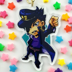 Jotaro Kujo - Double Sided Acrylic Keychain, JJBA Anime Gift