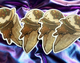 Ice Cream Cone Sticker, Dessert Sticker, Cute Food Sticker, 3in Sticker