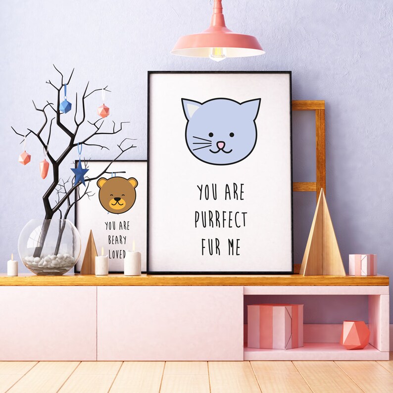 You Are PURRFECT FUR ME Cat Kitten Lover Printed Poster Cute Animal Pet Pun Valentine's, Anniversary, Birthday, Girlfriend Gift APP03 image 2