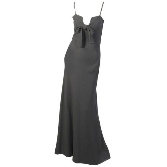 1970’s Galanos black low cut evening gown