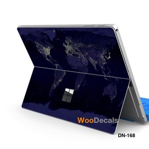 Surface Pro 9 8 X 7 6 5 4 3 Surface Go 3 1 2 Sticker pour Microsoft Surface Pro Go, étui pour clavier, carte des lumières du monde DN168