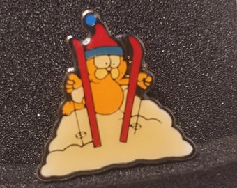 Two Vintage 70's Garfield Ski Enamel Pins