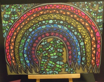 Rainbow Kaleidoscope - Original Ink Art on Card Stock
