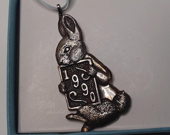 Vintage 1990 Beatrix Potter Peter Rabbit Silver Ornament