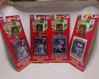 Four (4x) MLB MVP 1991 Collector Pins and Cards