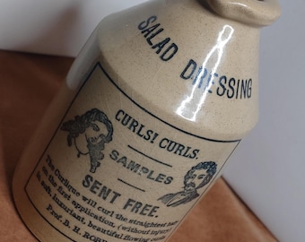 Vintage Salad Dressing Stoneware Jug