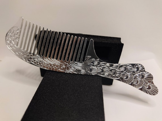 Vintage 1940's Pure Silver Peacock Comb - image 4
