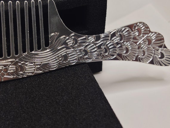 Vintage 1940's Pure Silver Peacock Comb - image 6