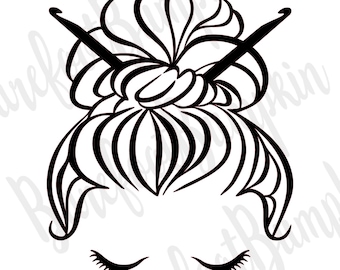 Crochet Hook Mom Bun SVG Instant Download