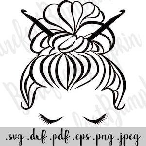 Crochet Hook Mom Bun SVG Instant Download