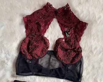 Corded Lace & Mesh Victorian Bralette