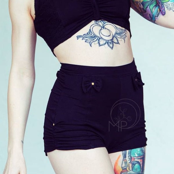 Cute Black Highwaisted Bamboo Festival Circus Shorts