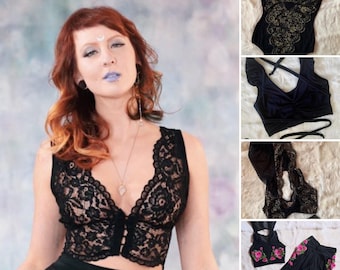 LIQUIDACIÓN Body de encaje de bambú, falda de encaje, top de corsé de encaje