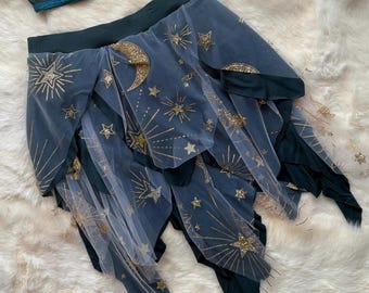 Falda de luna y estrellas, falda de pétalos, unicornio, pegaso, falda de hadas