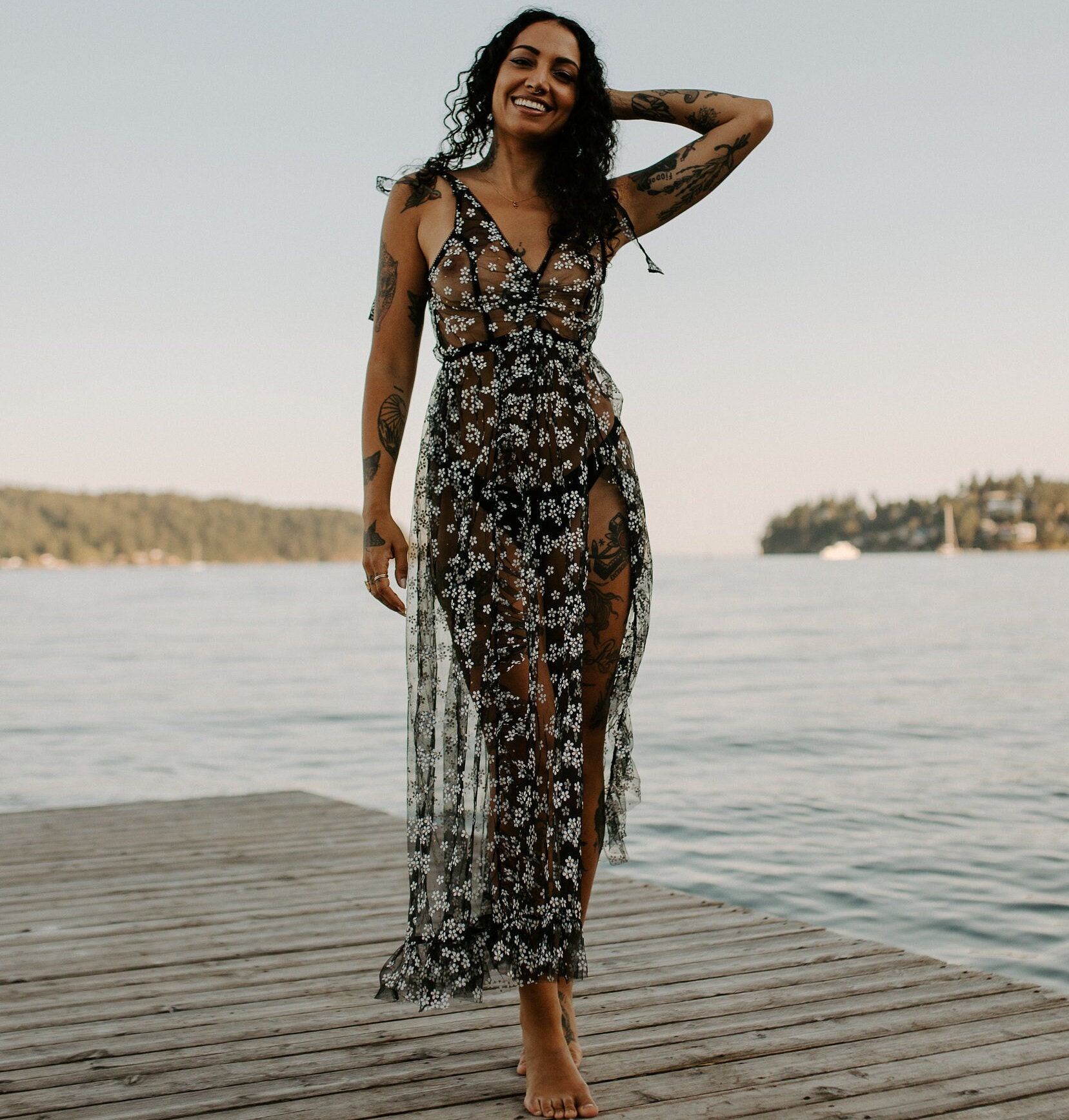 Mesh Flowy Dress Etsy UK