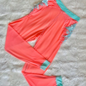 Mesh Pants with Floral Appliqué, Mesh Festival Pants