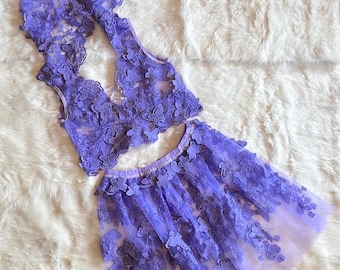 Falda de encaje de mariposa