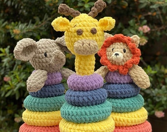 Crochet Animal Themed Ring Stacker, Ring Toy