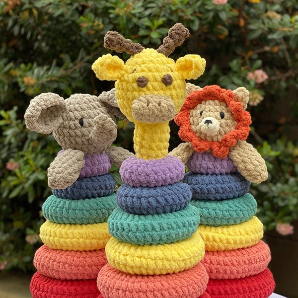 Crochet Animal Themed Ring Stacker, Ring Toy