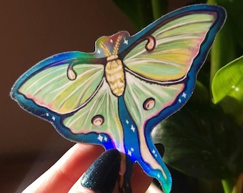 Holographic Vinyl Luna Moth sticker