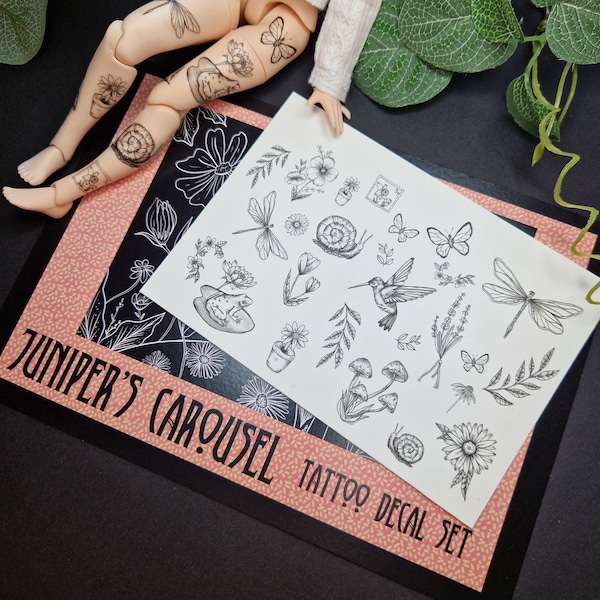 Hand drawn tattoo decals for Blythe - Series 2 'English Bontany'