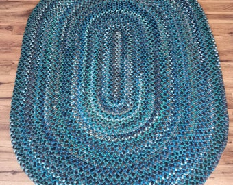 Custom Order Hit or Miss Pattern Oval Braided Wool Rug