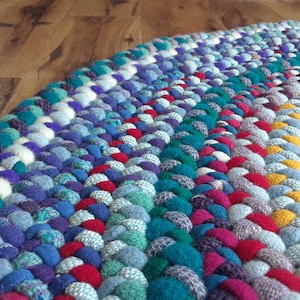 Custom Order Hit or Miss Pattern Round Braided Wool Rug