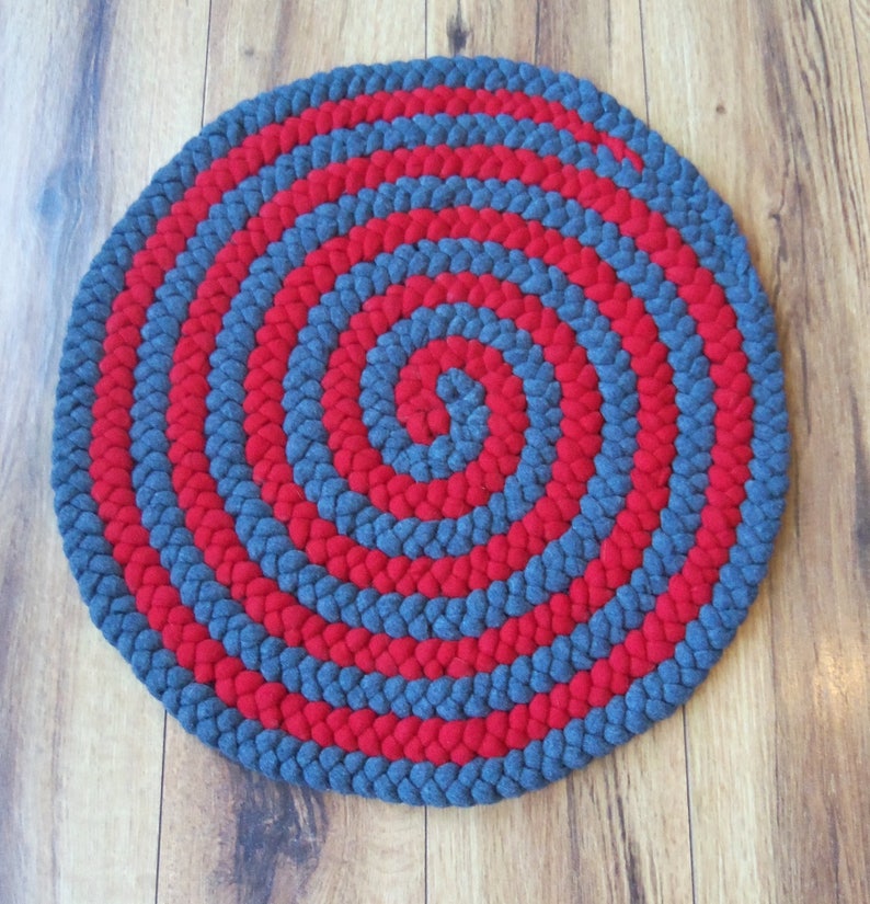 Custom Order Spiral Round Braided Wool Chair Pad or Rug Etsy