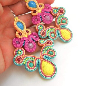 Orecchini in soutache da fata / Gioielli in soutache colorati / Orecchini lesbici Gioielli lgbt / Orecchini pendenti / Orecchini Frida / Orecchini Bollywood immagine 4