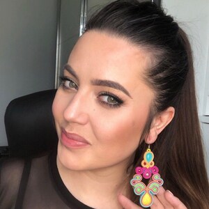 Orecchini in soutache da fata / Gioielli in soutache colorati / Orecchini lesbici Gioielli lgbt / Orecchini pendenti / Orecchini Frida / Orecchini Bollywood immagine 5