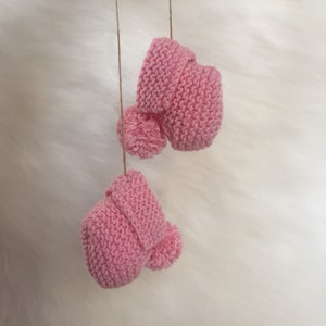 Newborn Booties, Baby Hospital Hat, Pompom Baby Shoes, Baby Ankle Booties, Newborn Girl Hat, Newborn Pompom Shoes, Hospital Outfit image 6