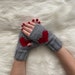 Valentines Day Heart Gloves, Gray Fingerless Gloves, Winter Mitt, Texting Gloves, Winter Mittens, Women Muff, Driving Gloves, Gray Warmers 