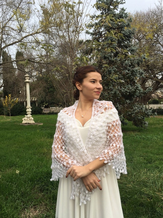 Winter Wedding Shawl Bridal Wedding Stole Bridal Crochet Etsy