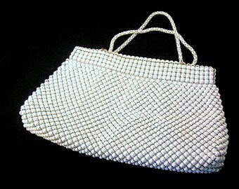 Vintage Gorgeous Modern Alumesh Whiting & Davis White Mesh Purse Made In The USA