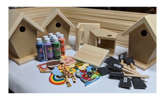 QITIXI:OU Set Di 6 Casetta Per Uccelli In Legno Fai Da Te Per Bambini - Kit Per Costruire E Dipingere, Con Colori, Pennelli E Adesivi, Regalo Creativo - 2
