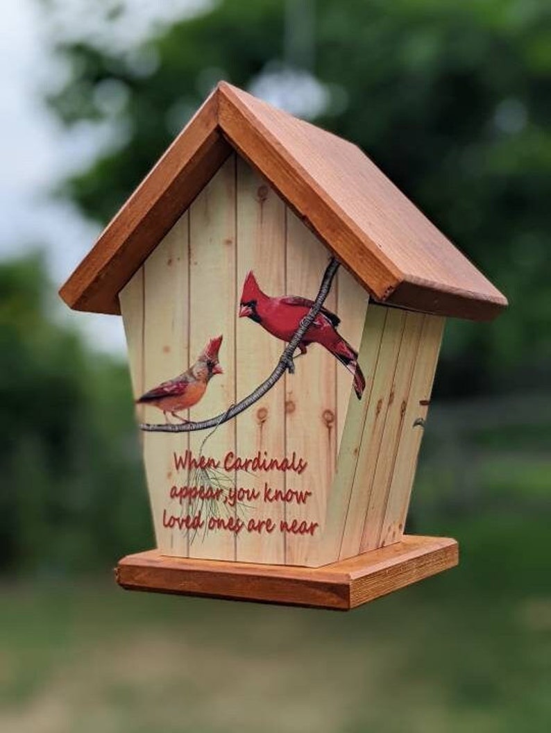 Cardinal Theme Birdhouse. image on All Four Sides - Etsy