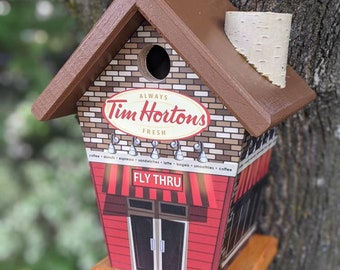 Coffee Lovers Fly Thru Birdhouse (Brown Roof)