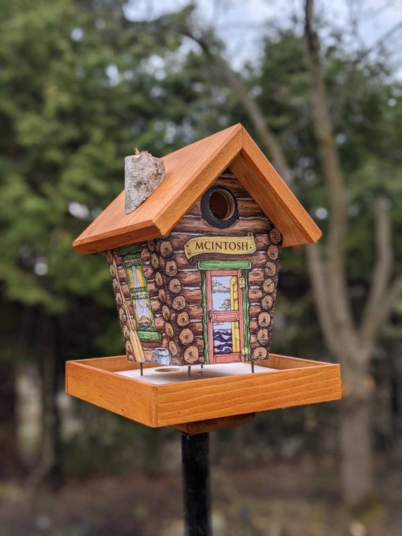Personalized Log Home Bird Feeder Etsy