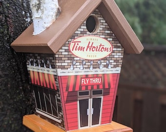 Coffee Lovers Fly Thru Birdhouse (Brown Roof)