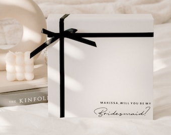 Personalized Bridesmaid Proposal Box - Black & White Magnetic Gift Box