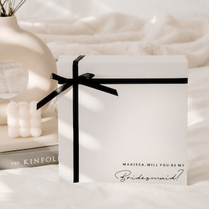 Personalized Bridesmaid Proposal Box - Black & White Magnetic Gift Box