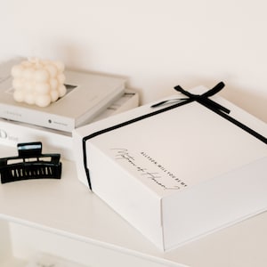 Luxury black and white Will you be my bridal proposal gift box for bridesmaid maid of honor personalized name sturdy magnetic box image 9