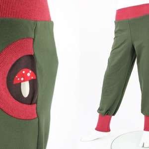 Tobehose für Kinder olivgrün mit Pilzen