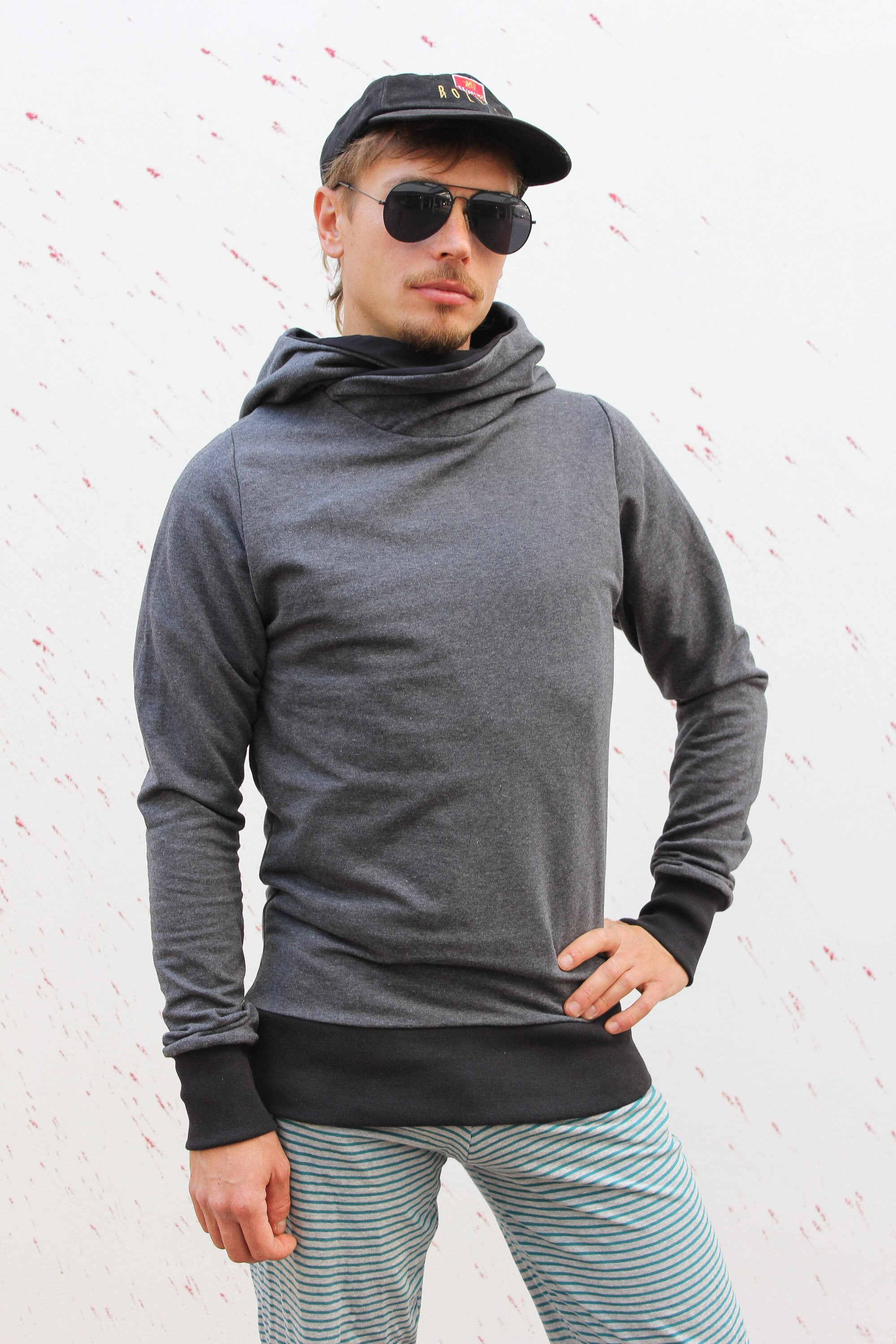 Sweat à Capuche Grin&Bear Homme - Col Haut Manches Longues Coton GEC474